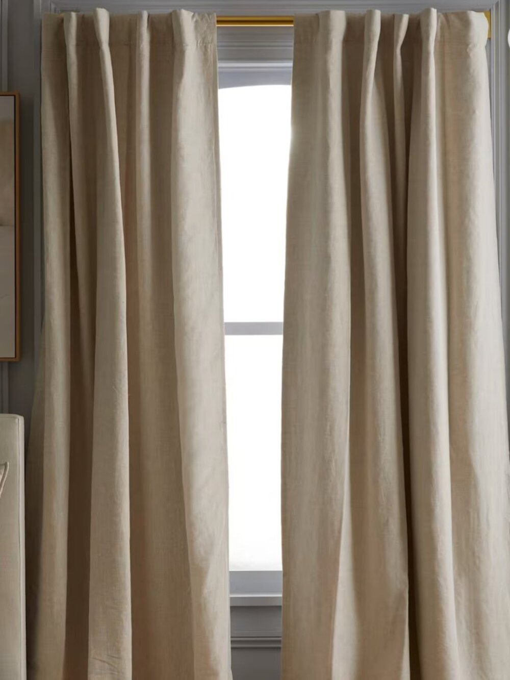 Quince European Linen Room Darkening Curtain Flax 48 x 120 Single Panel NWOT